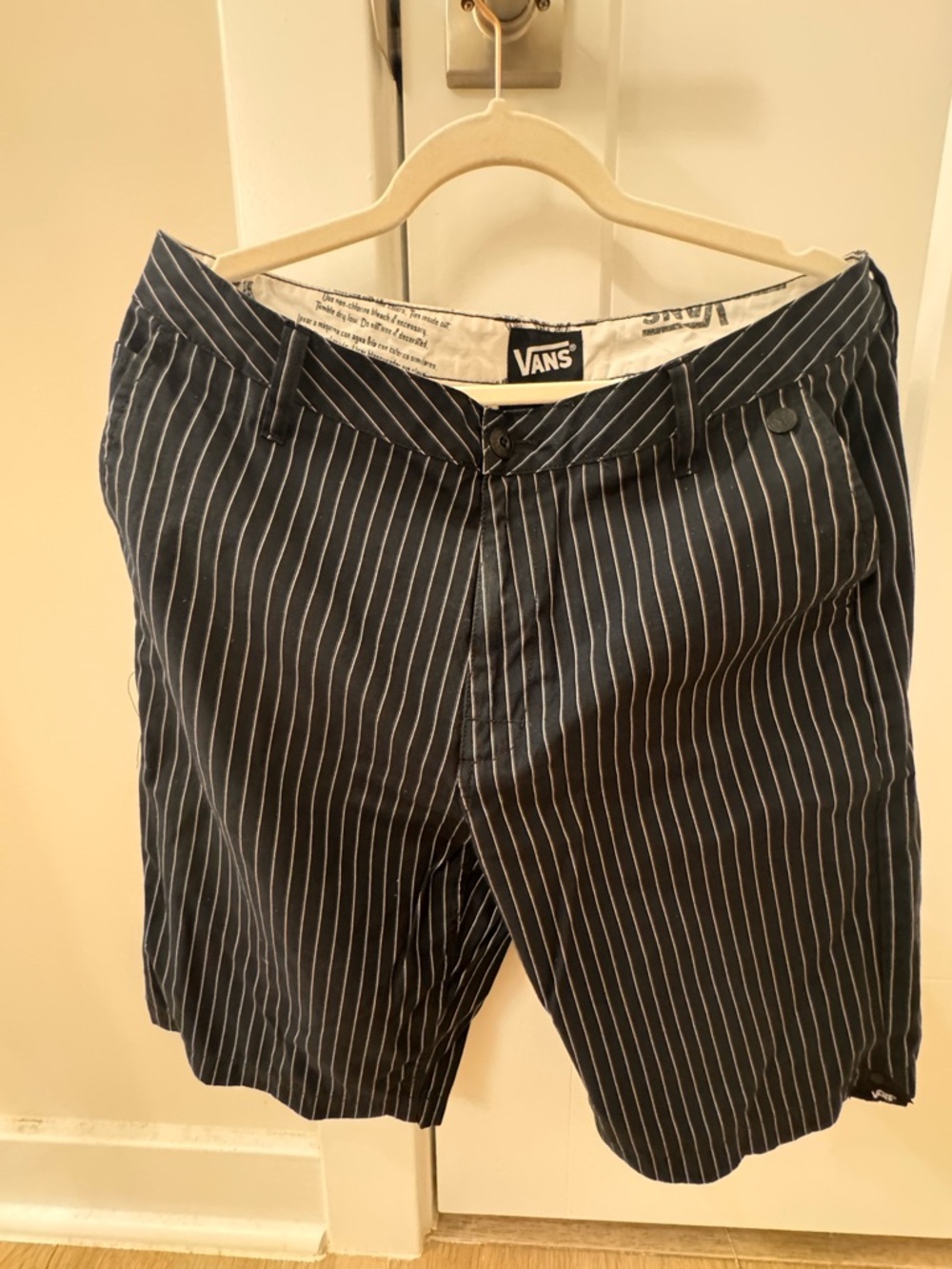 Vans Men’s Black Pinstripe Flat Front Shorts
